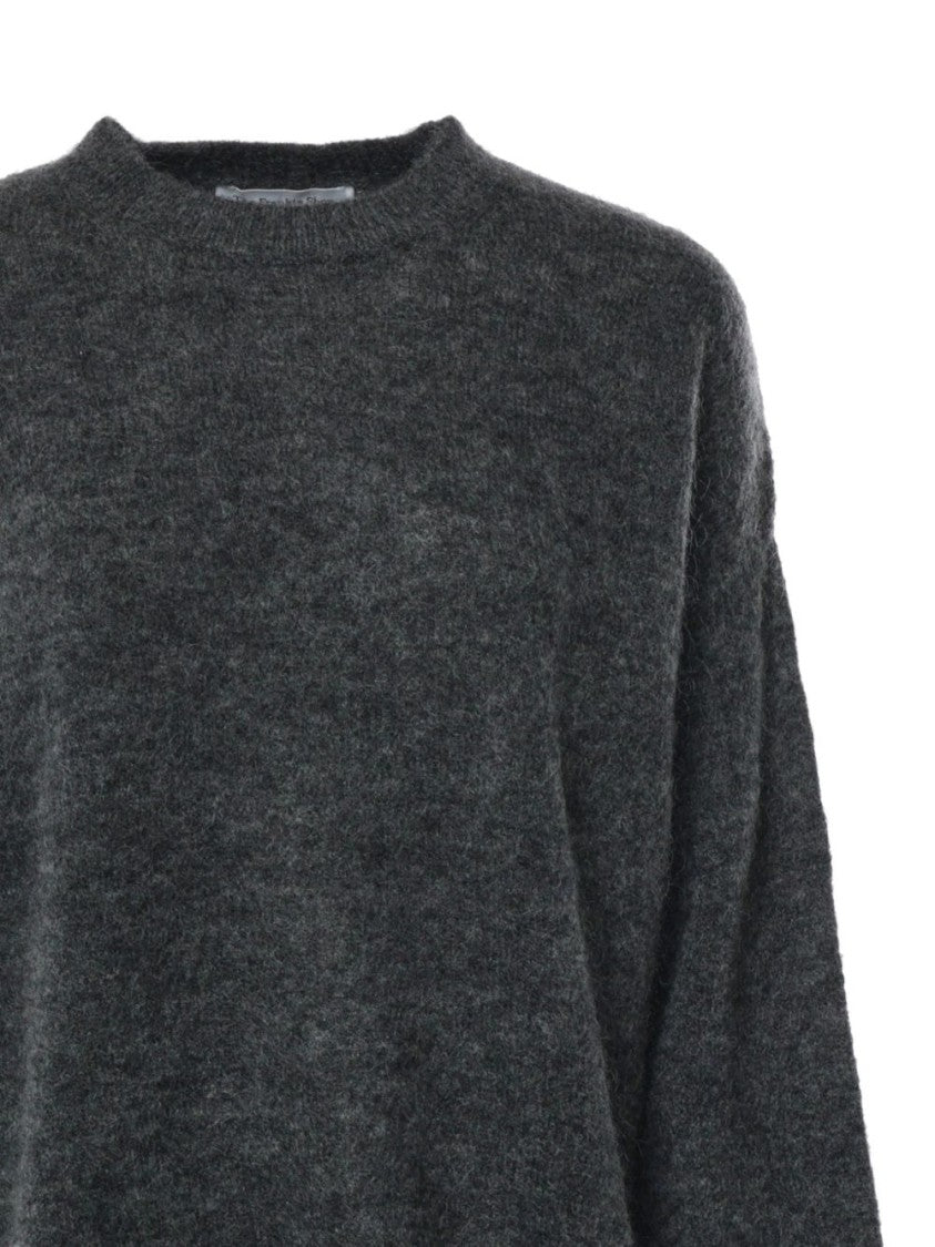 The Frankie Shop Fuzzy Texture Balloon Sleeves Wool Crewneck Sweater