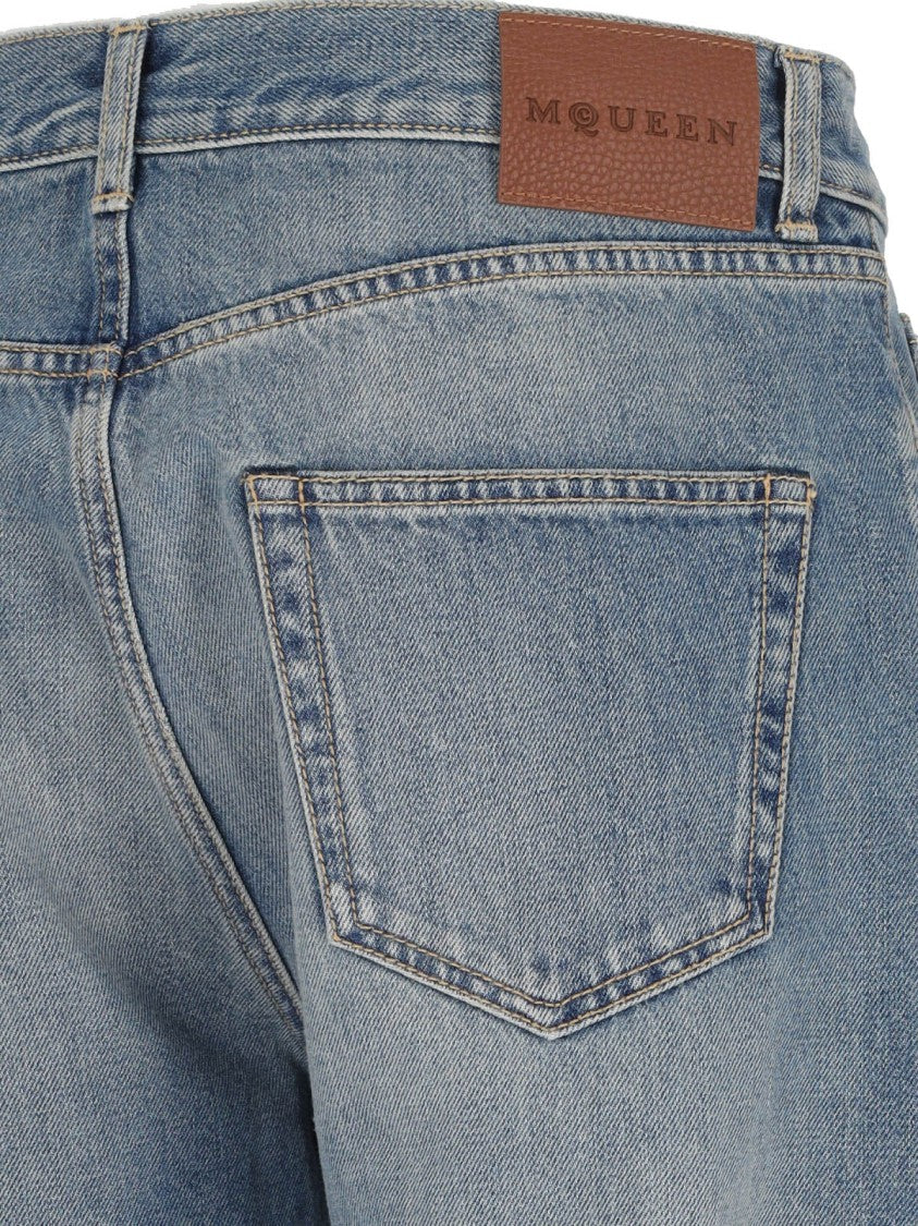 Alexander Mcqueen Distressed Straight Jeans – Blue