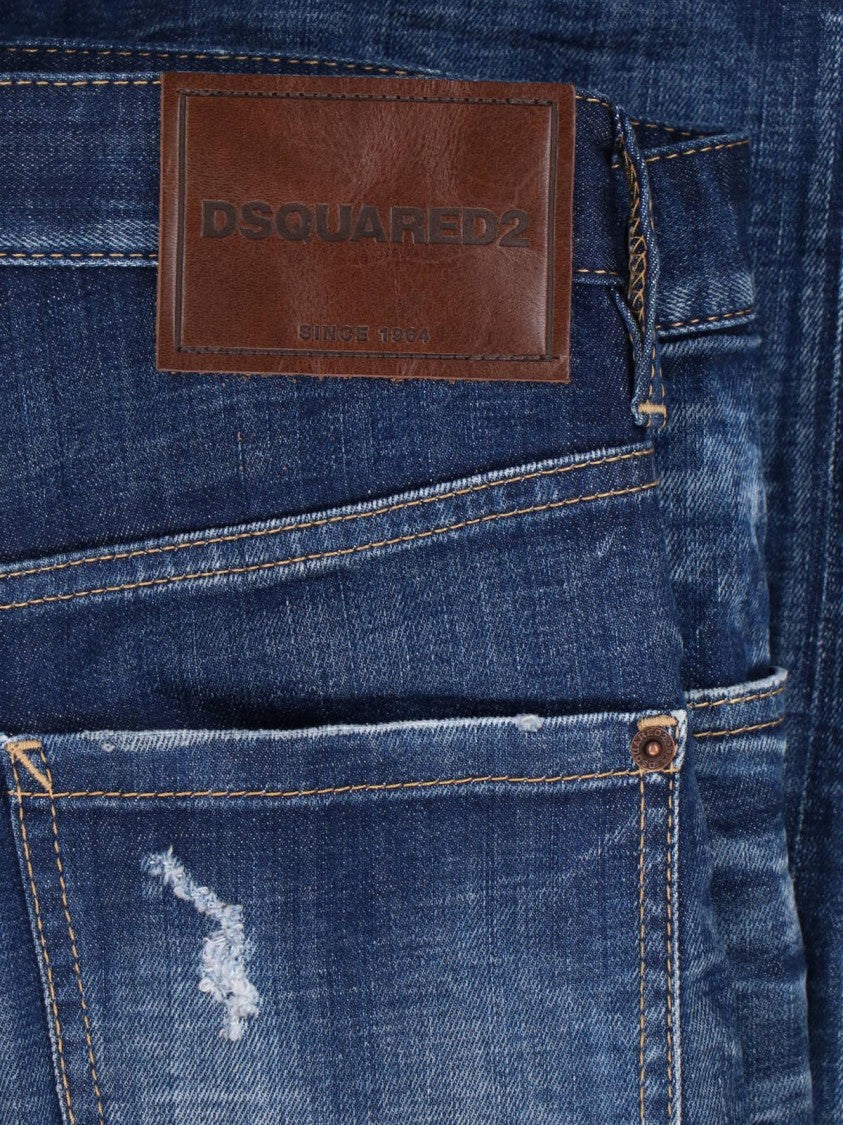 Dsquared2 Blue Medium-Rise Slim-Fit Distressed Jeans