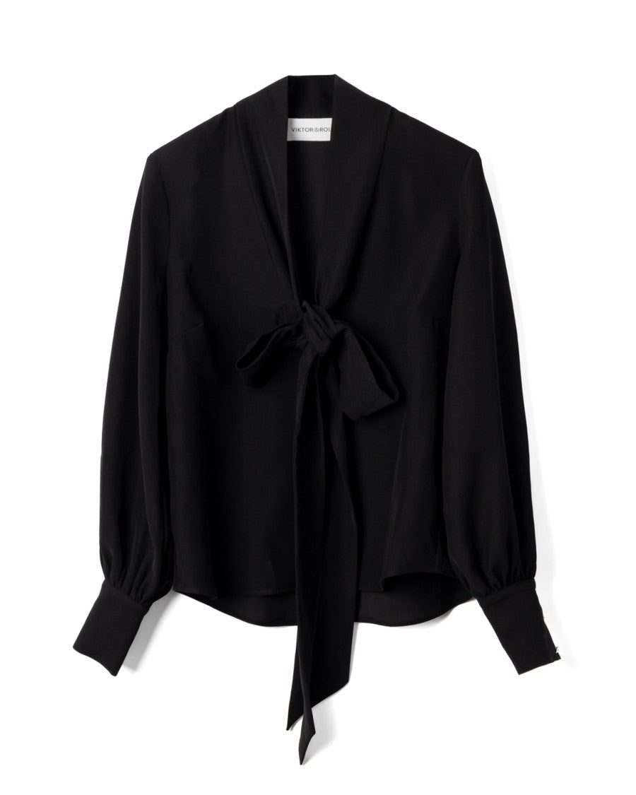 Viktor & Rolf Deep V-Neck Top With Dramatic Bow Detail