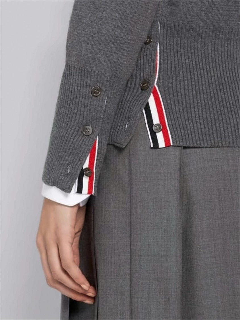 Thom Browne Fitted Knit Sweater With Tricolor Details