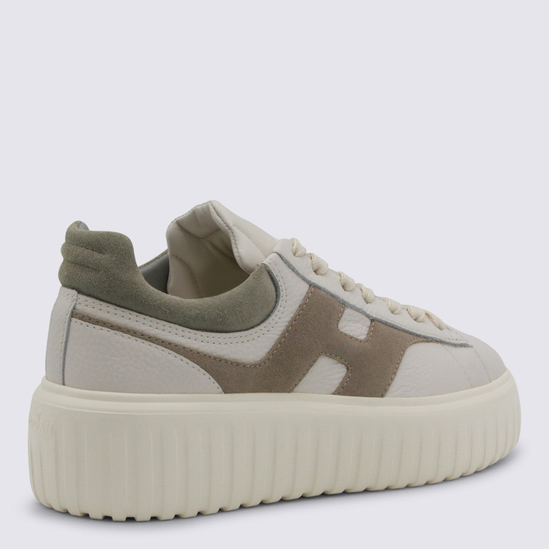 Hogan White And Beige Leather Sneakers