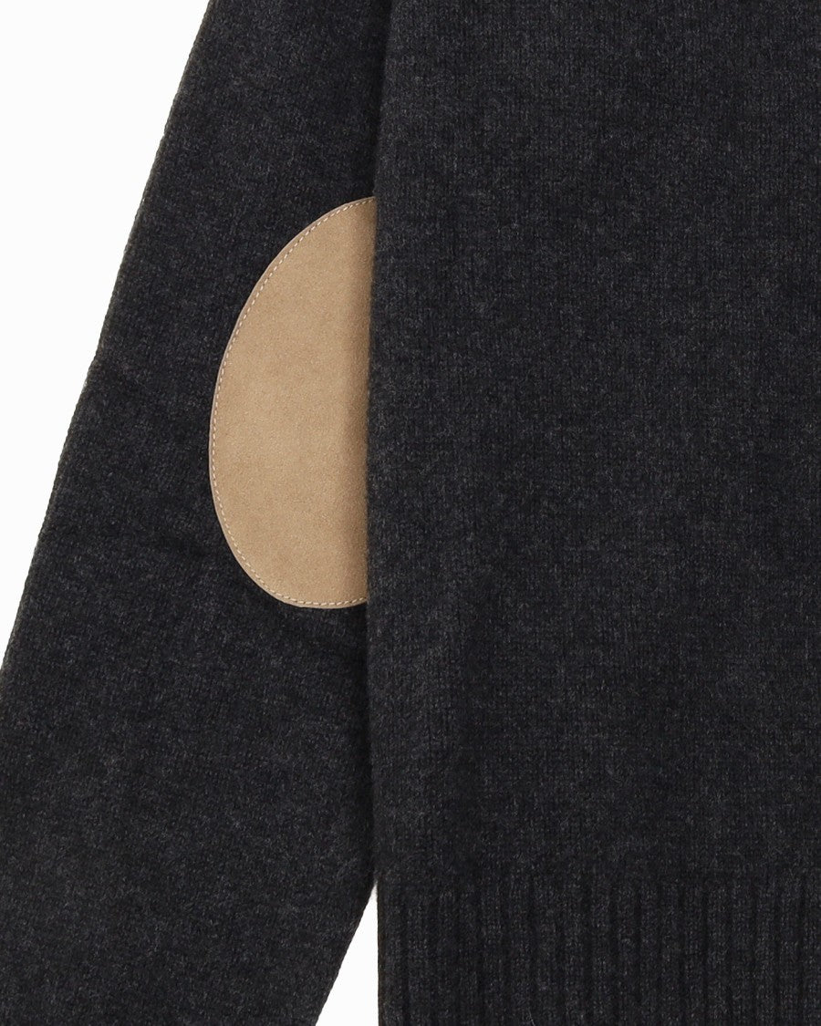 Ami Classic V-Neck Cardigan With Cashmere Elbow Patches