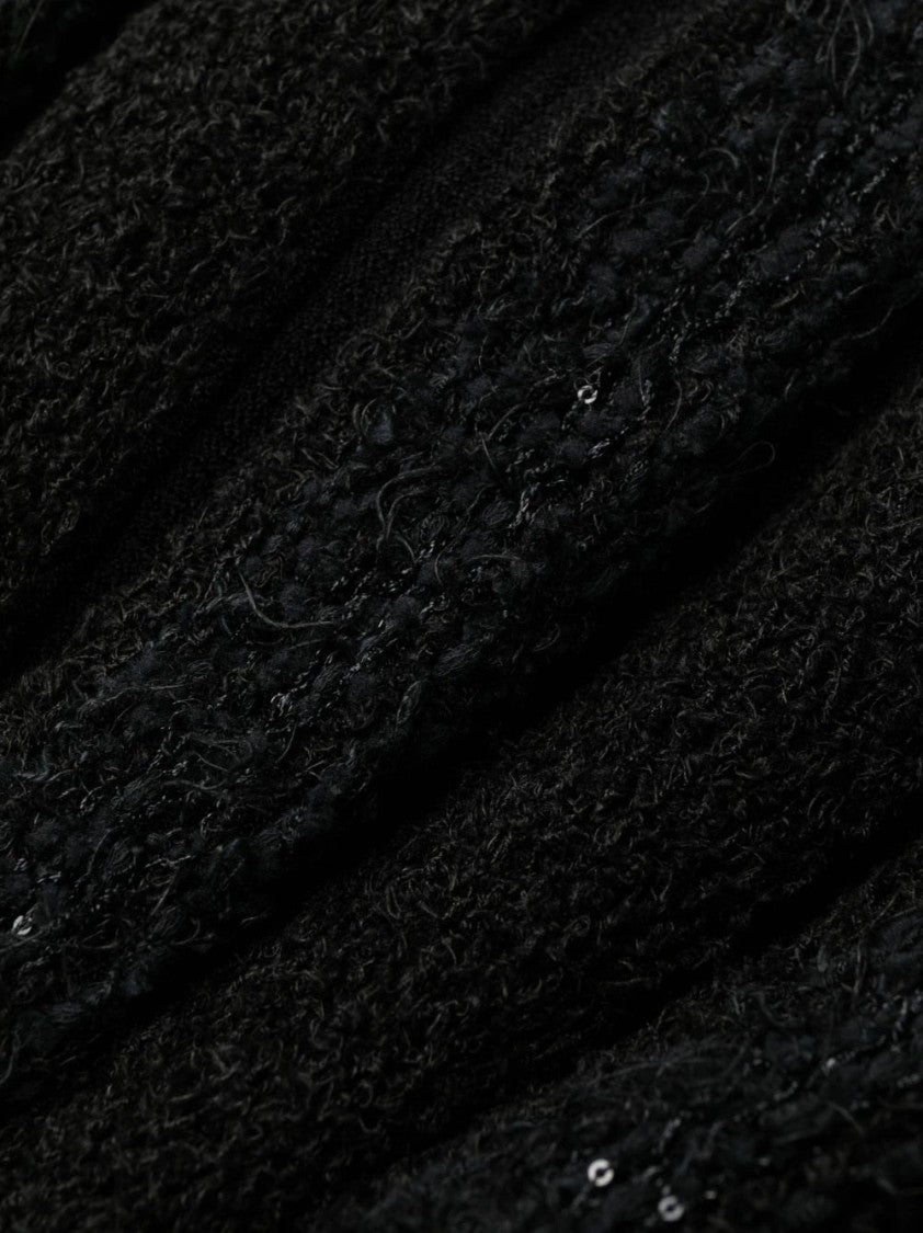 Balmain Halterneck Tweed Pleated Dress