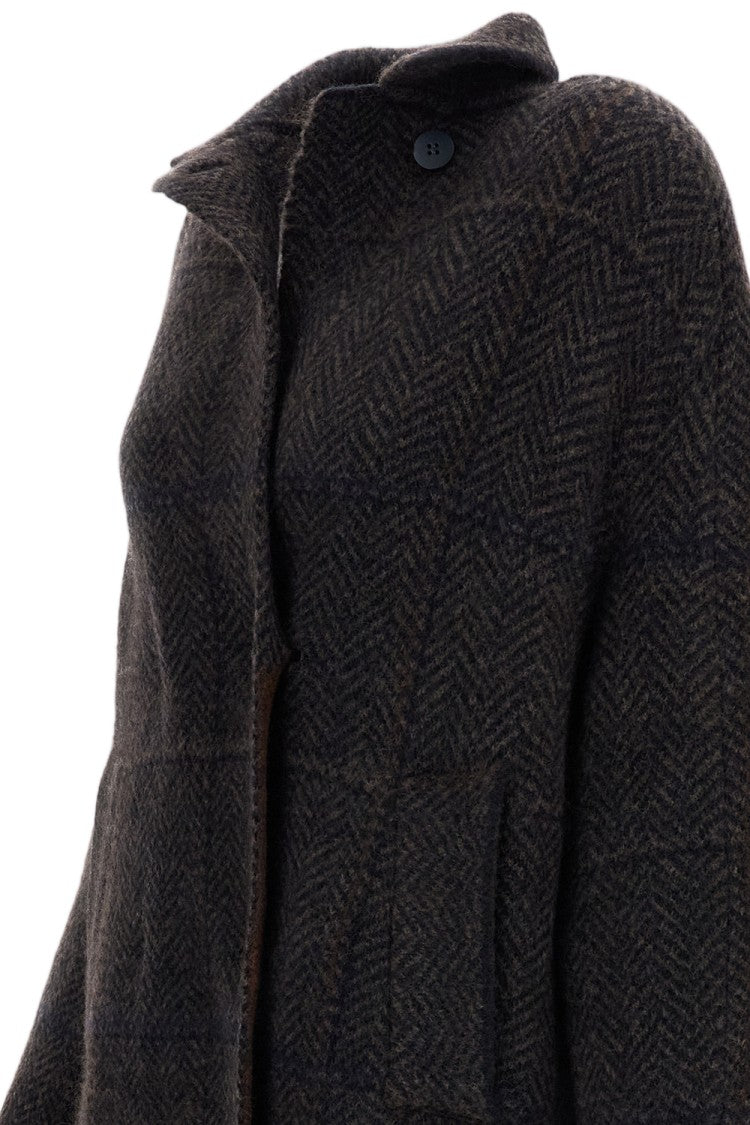 Boboutic Cocoon Double-Breasted Coat In Multicolor Herringbone