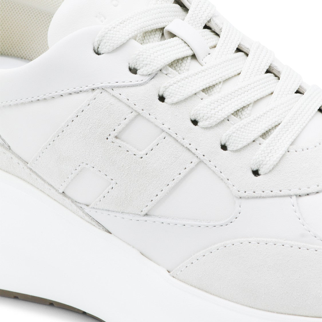 Hogan Sole White Sneakers With Soft Suede