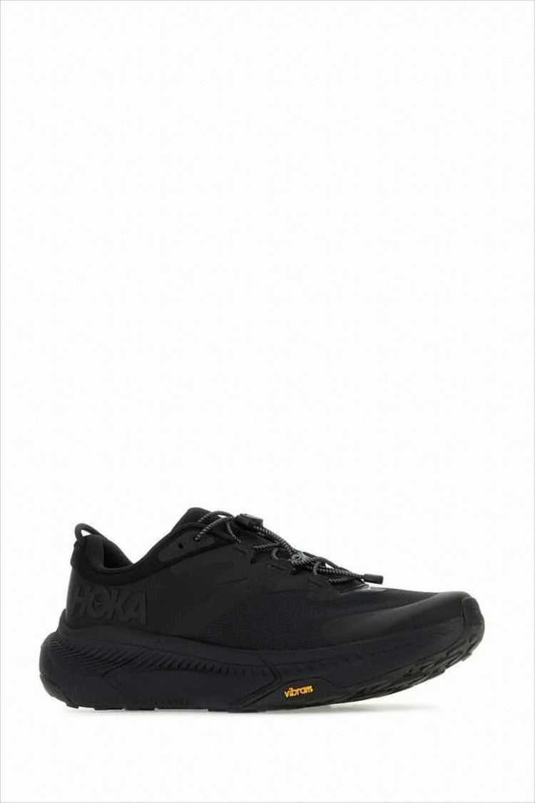 Hoka Low-Profile Black Mesh Sneakers With Rubber Sole