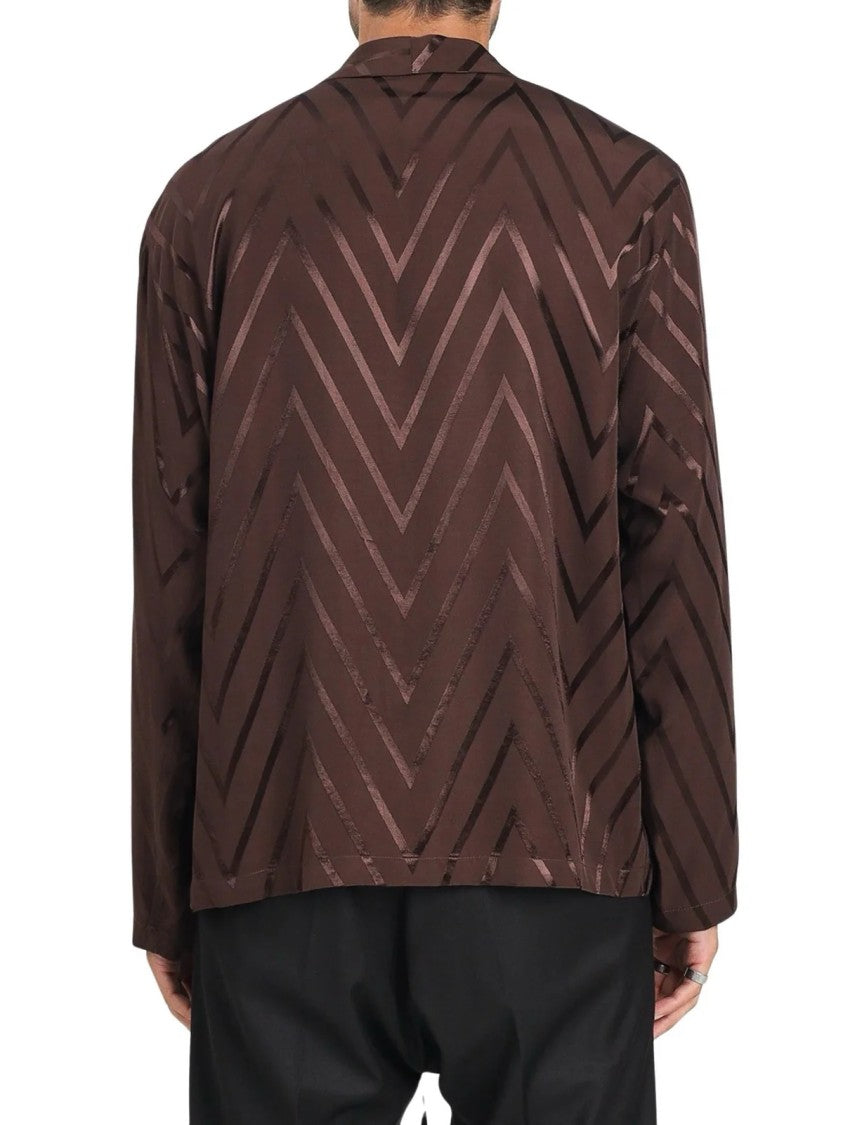 I M Brian Brown Viscose Chevron Shirt