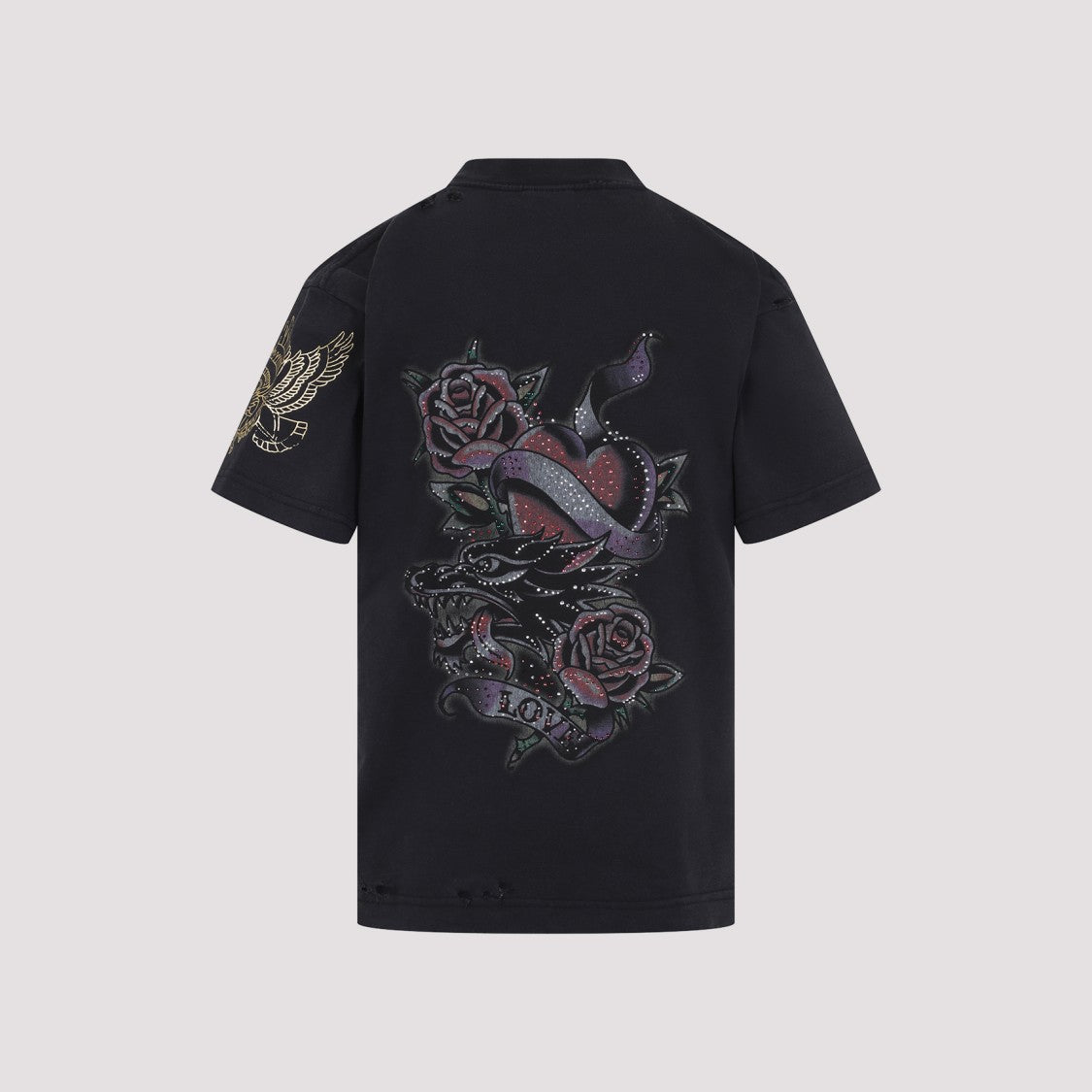 Balenciaga Black T-Shirt With Intricate Floral