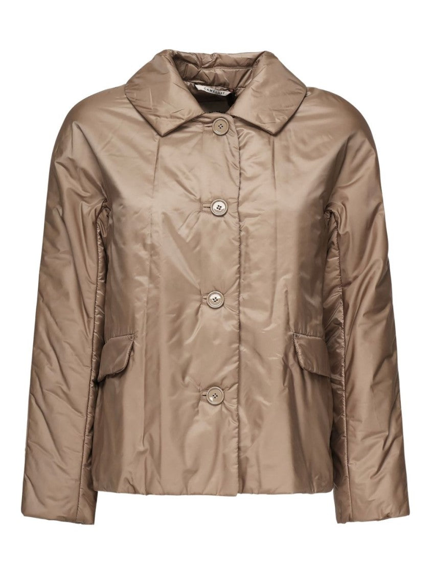 Max Mara Honey-Toned Quilted Coat With Button Closure