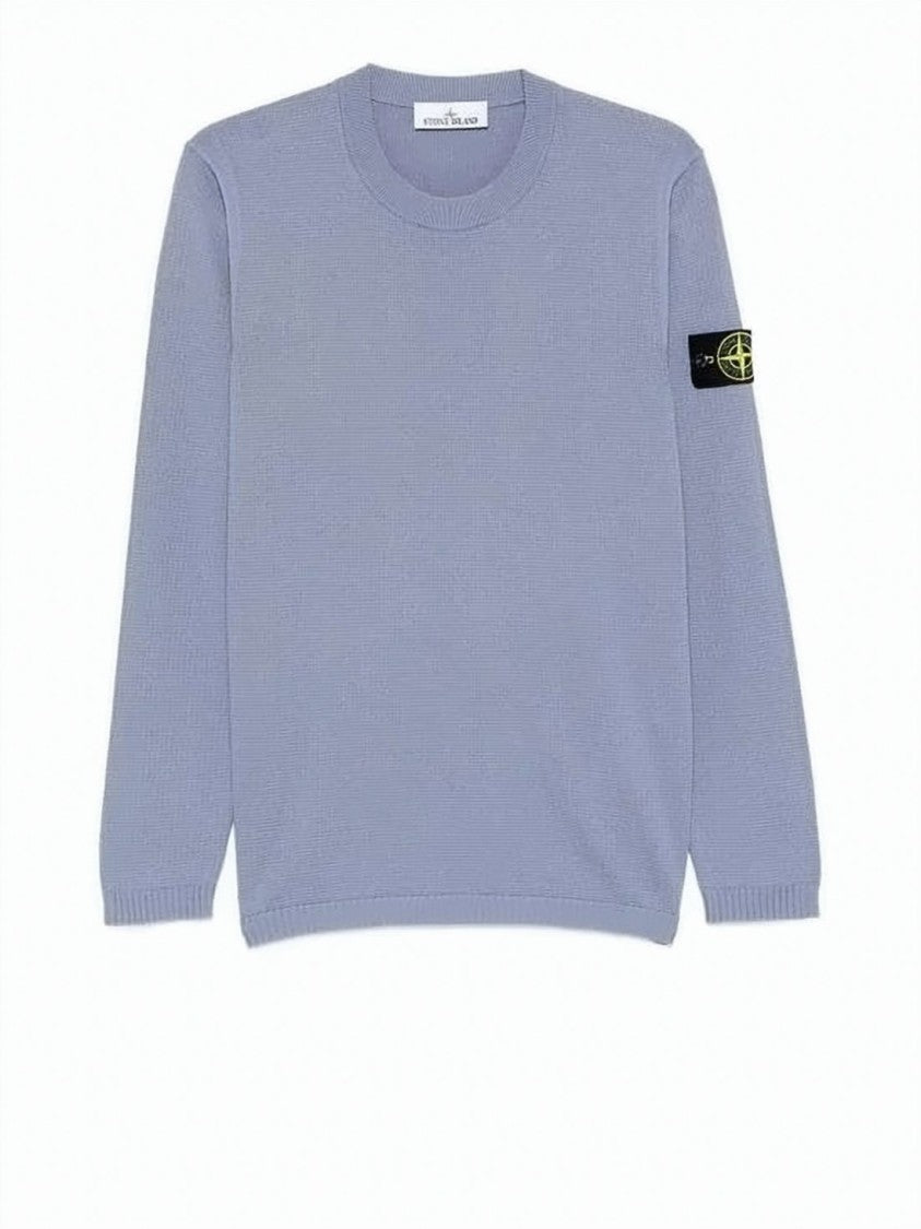 Stone Island Crewneck Sweater In Blue Wool