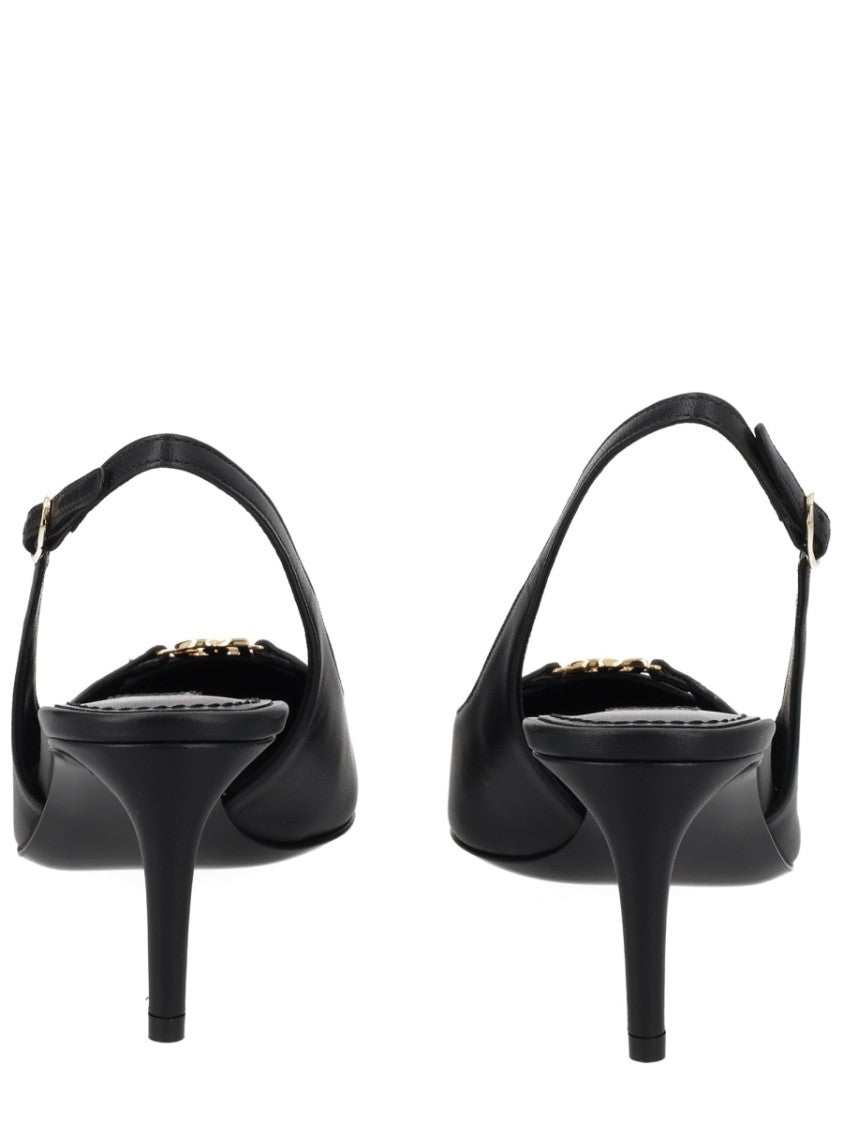Dolce & Gabbana Lollo Pointed Toe Buckle Slingback Pumps