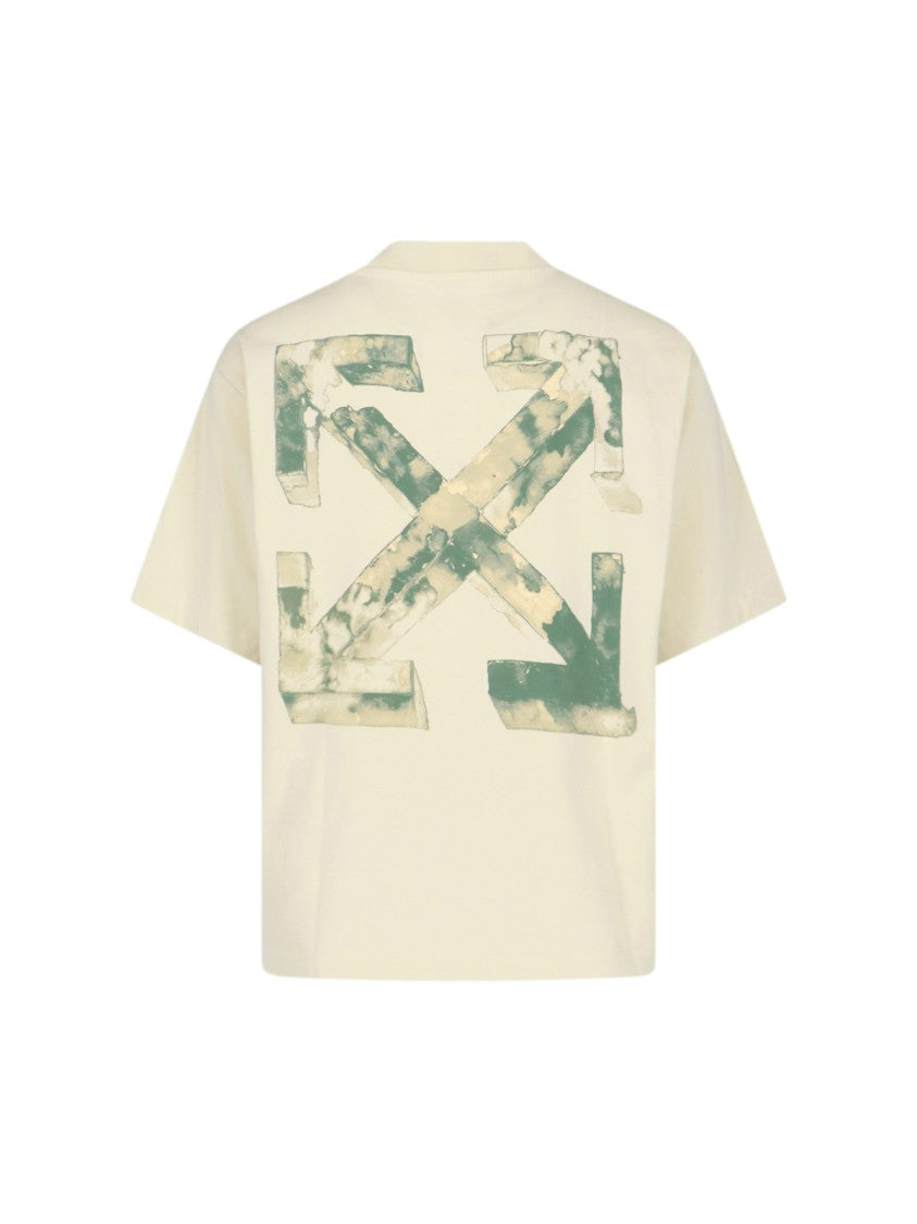 Off-White Beige T-Shirt With Classic Crew Neckline