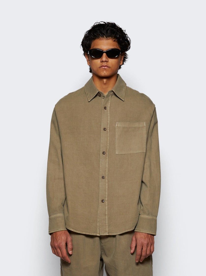 The Elder Statesman Early Dawn Overshirt New Olive