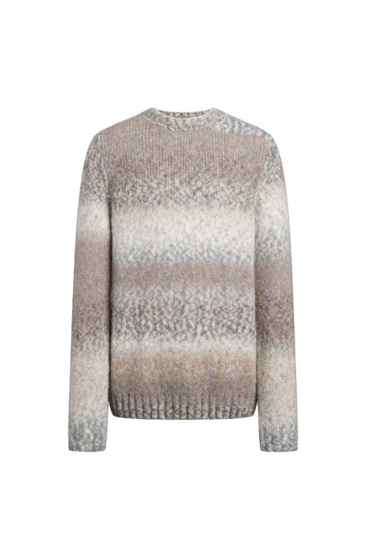 Dondup Taupe Ombre-Stripe Chunky Knit Wool-Blend Sweater