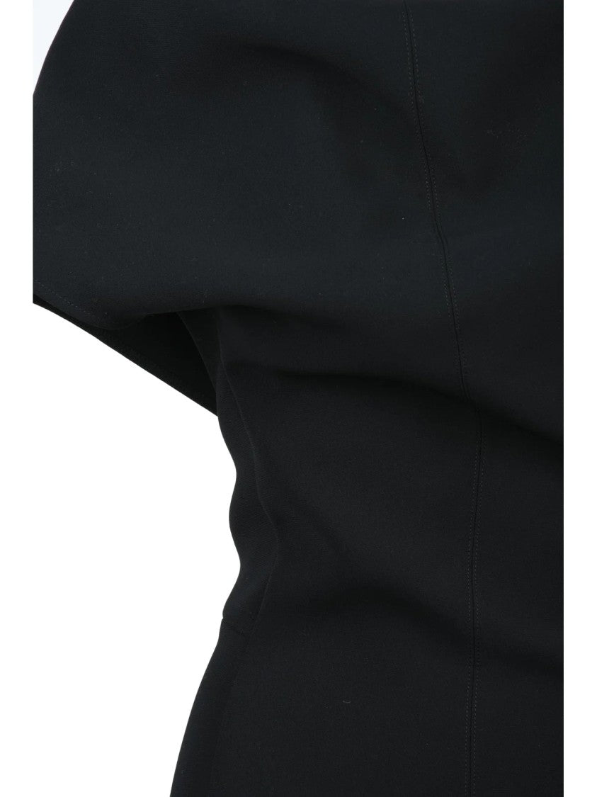 Jacquemus Asymmetric Black Dress With Boat Neckline And Back Zipper Closure