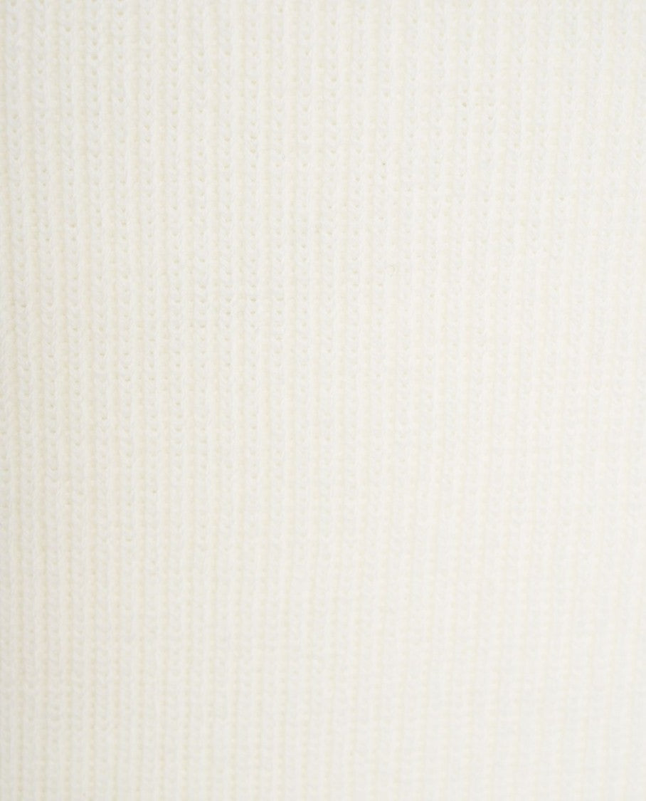 Amaranto Fine Ribbed Knit Pullover With Stand-Up Collar