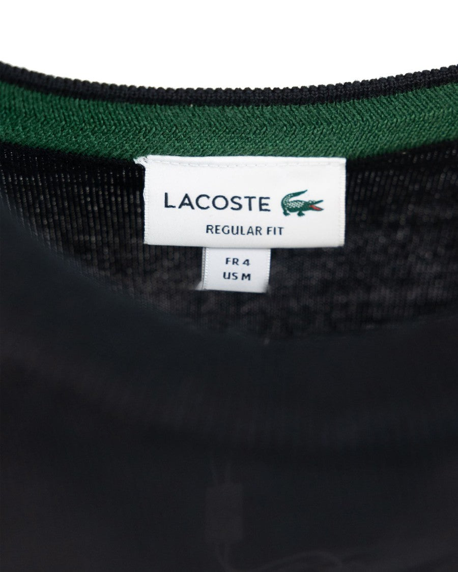 Lacoste Merino Wool Sweater With Ribbed Details And Crocodile Logo