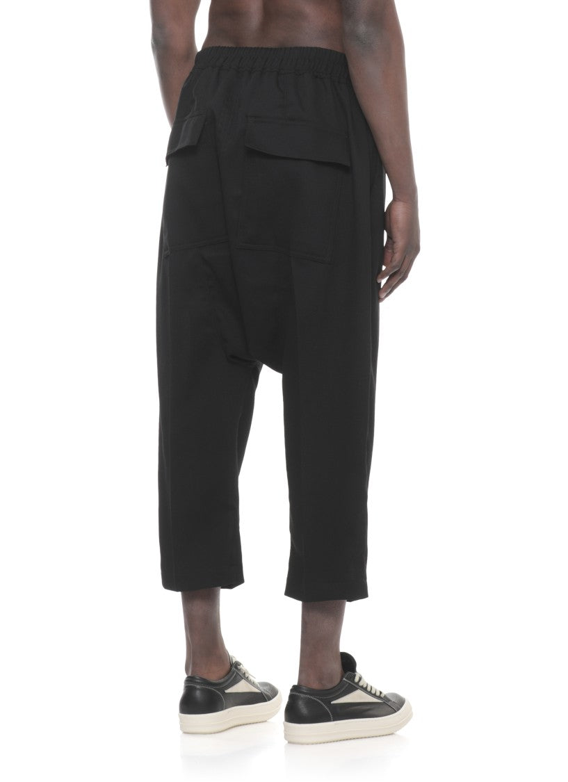 Rick Owens Black Wool Drawstring Formal Pants