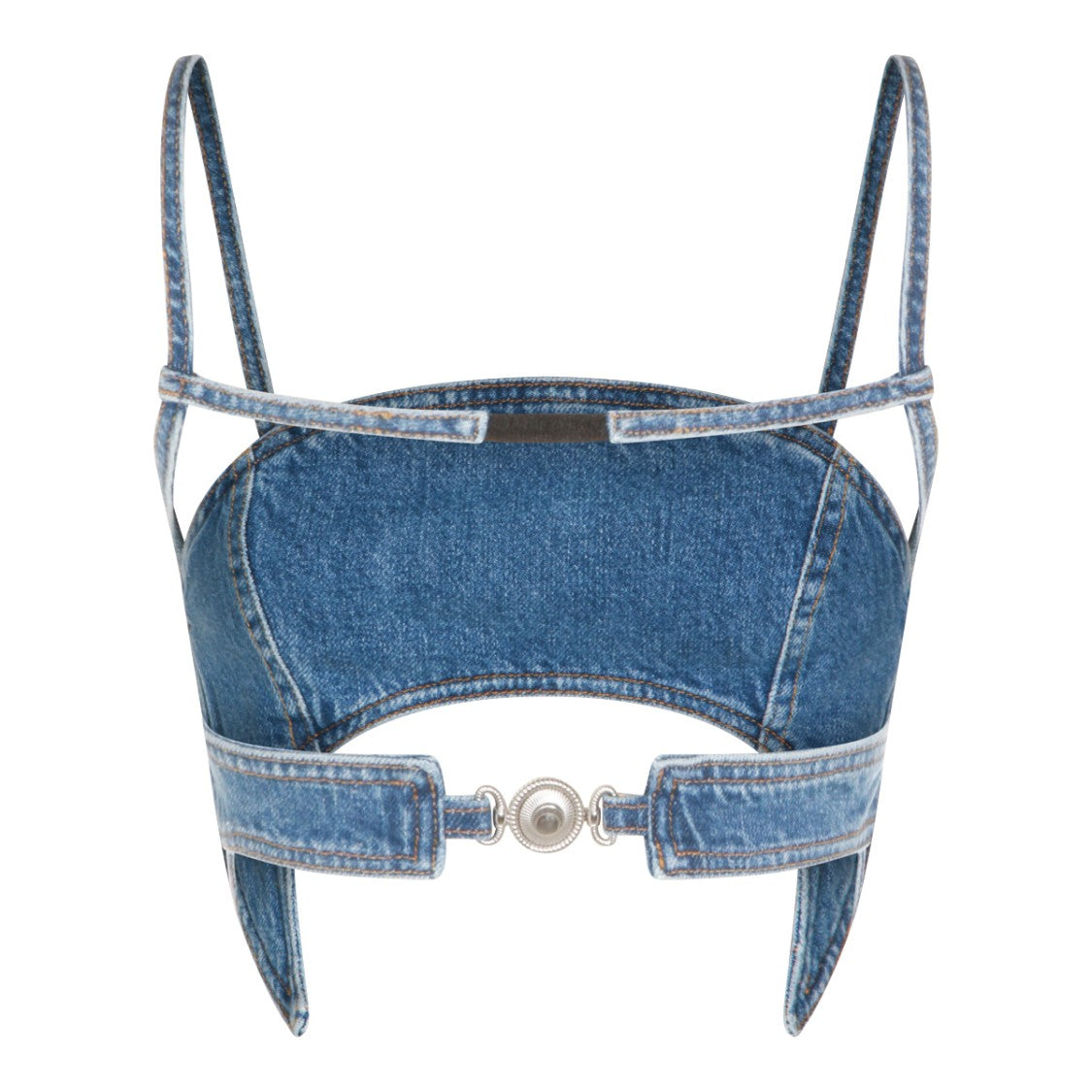 Marine Serre Blue Denim Cut Out Top