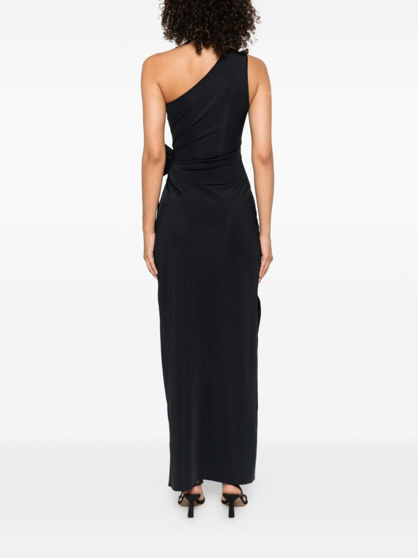 Coperni Asymmetric Black Stretch Jersey Gown