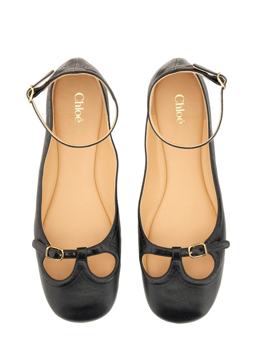 Chloé Misty Ankle Strap Shearling Flats