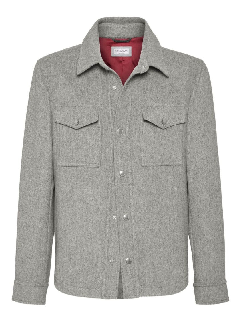 Brunello Cucinelli Tailored Light Grey Jacket-Style Coat