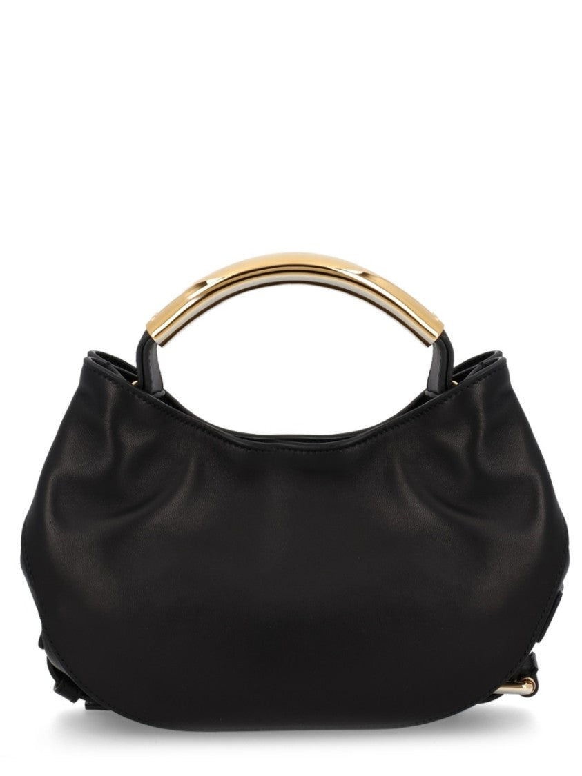 Moschino Black Handle Me Leather Curved Handbag