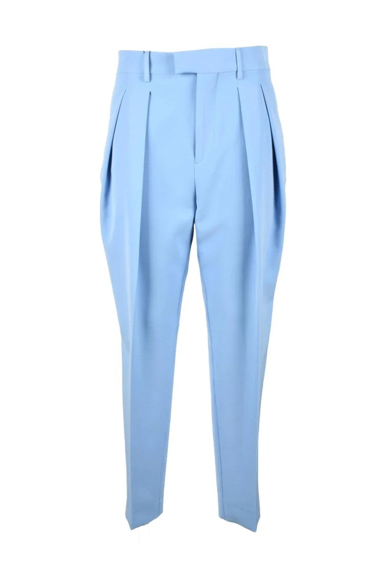 Berwich Tailored Light Blue Trousers With Pleated Front And Precision Fit