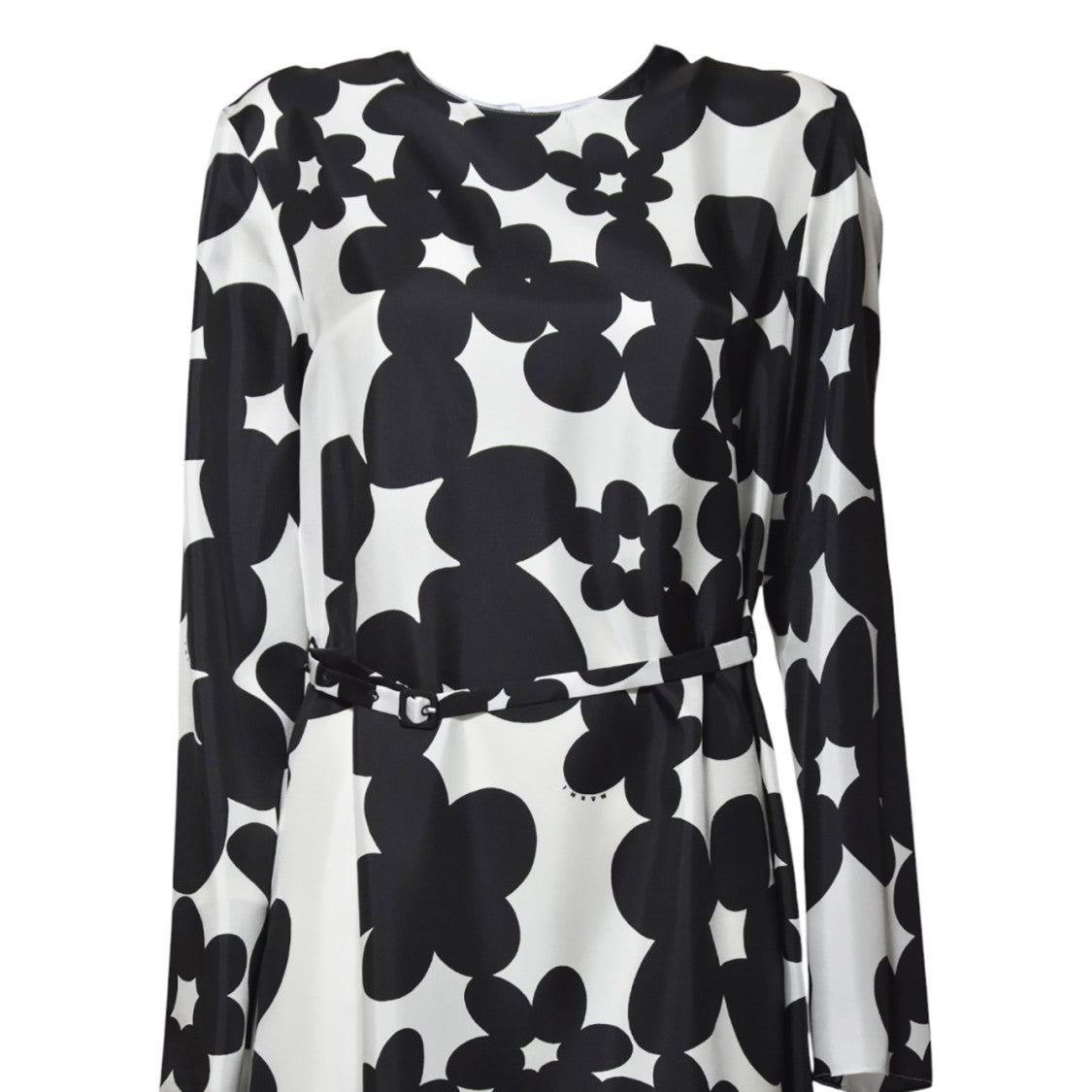 Marni Black Silk Twill Midi Dress