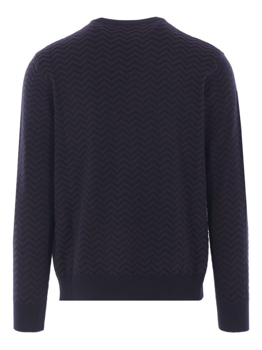 Giorgio Armani Chevron Vanisé Pattern Crew Neck Jumper