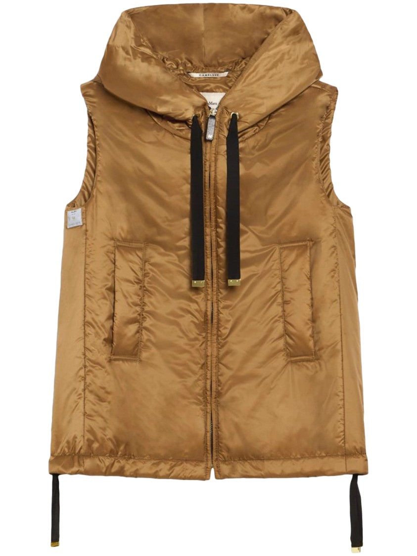 Max Mara Sleeveless Padded Jacket With Shiny Finish And Adjustable Hem