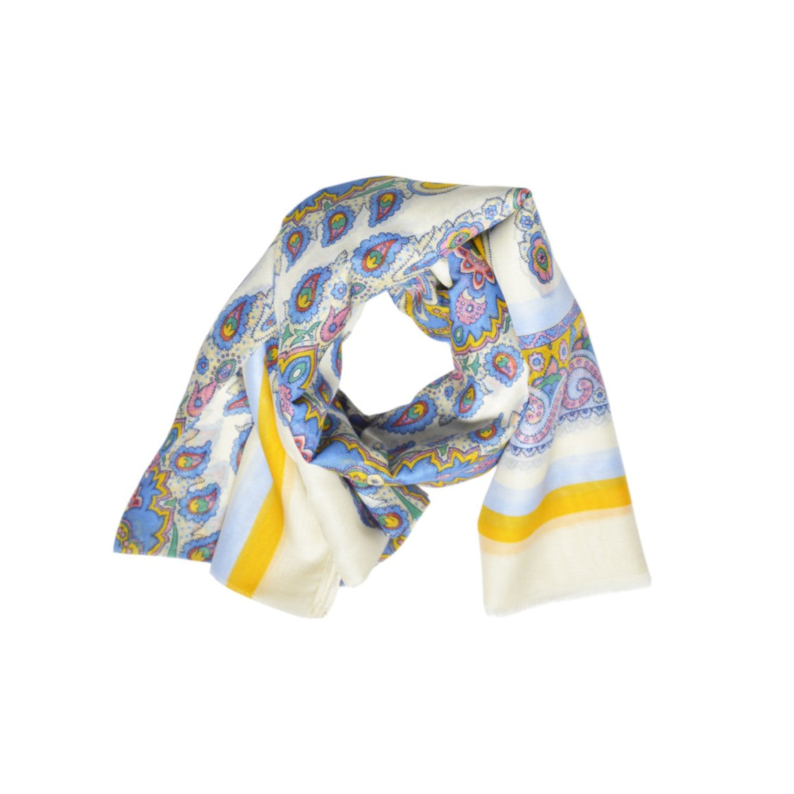 Etro Cotton And Silk Brushed Scarf With Paisley Medallion Print