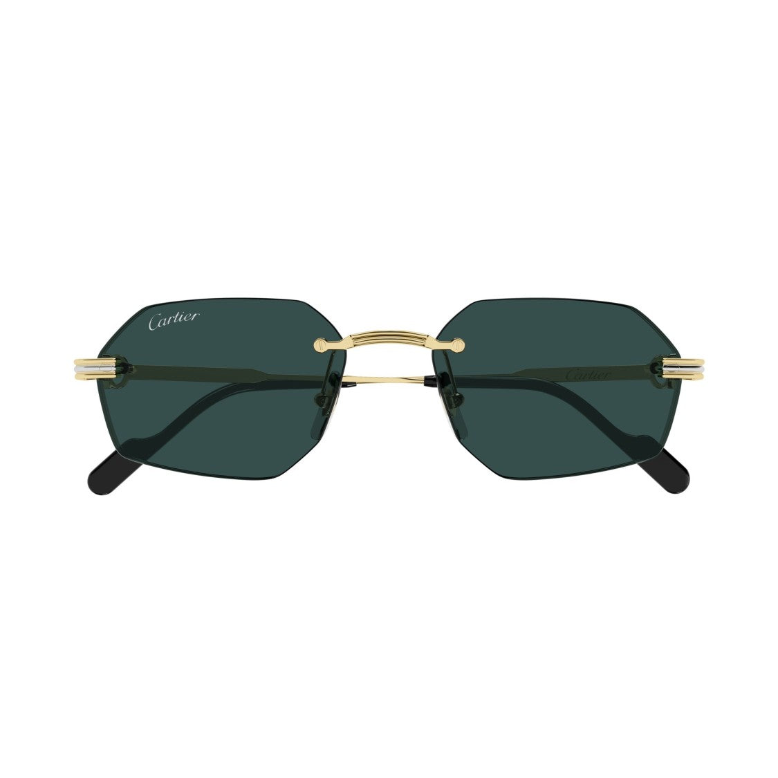 Cartier Geometric Rimless Sunglasses With Gold-Finish Temples