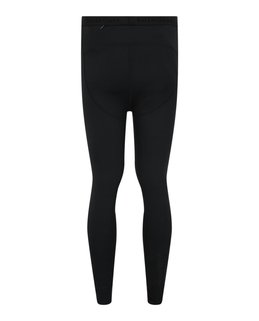 Balenciaga Logo Print Mid-Rise Athletic Leggings With Fitted Silhouette