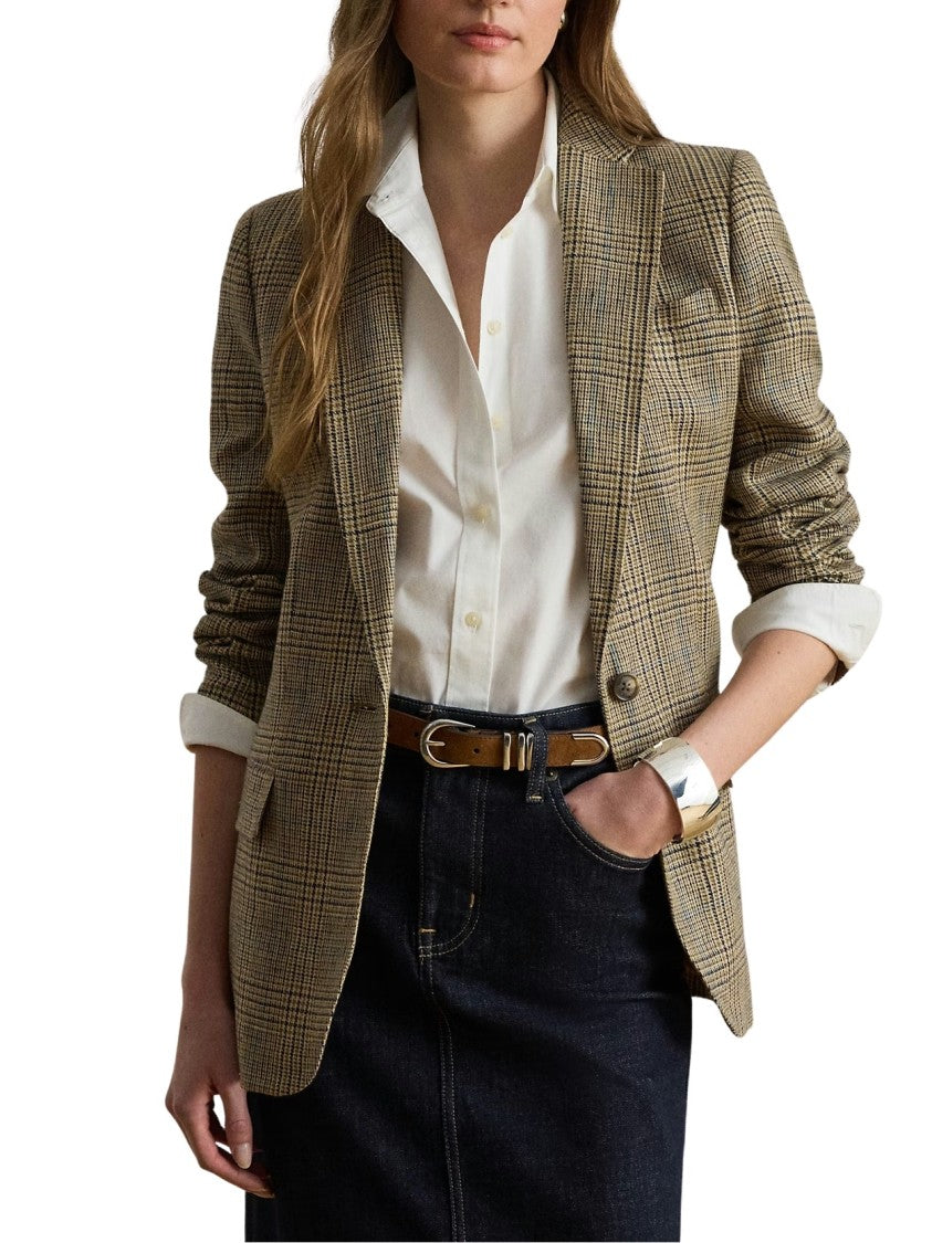 Lauren Ralph Lauren Tailored Notched Lapel Checked Blazer