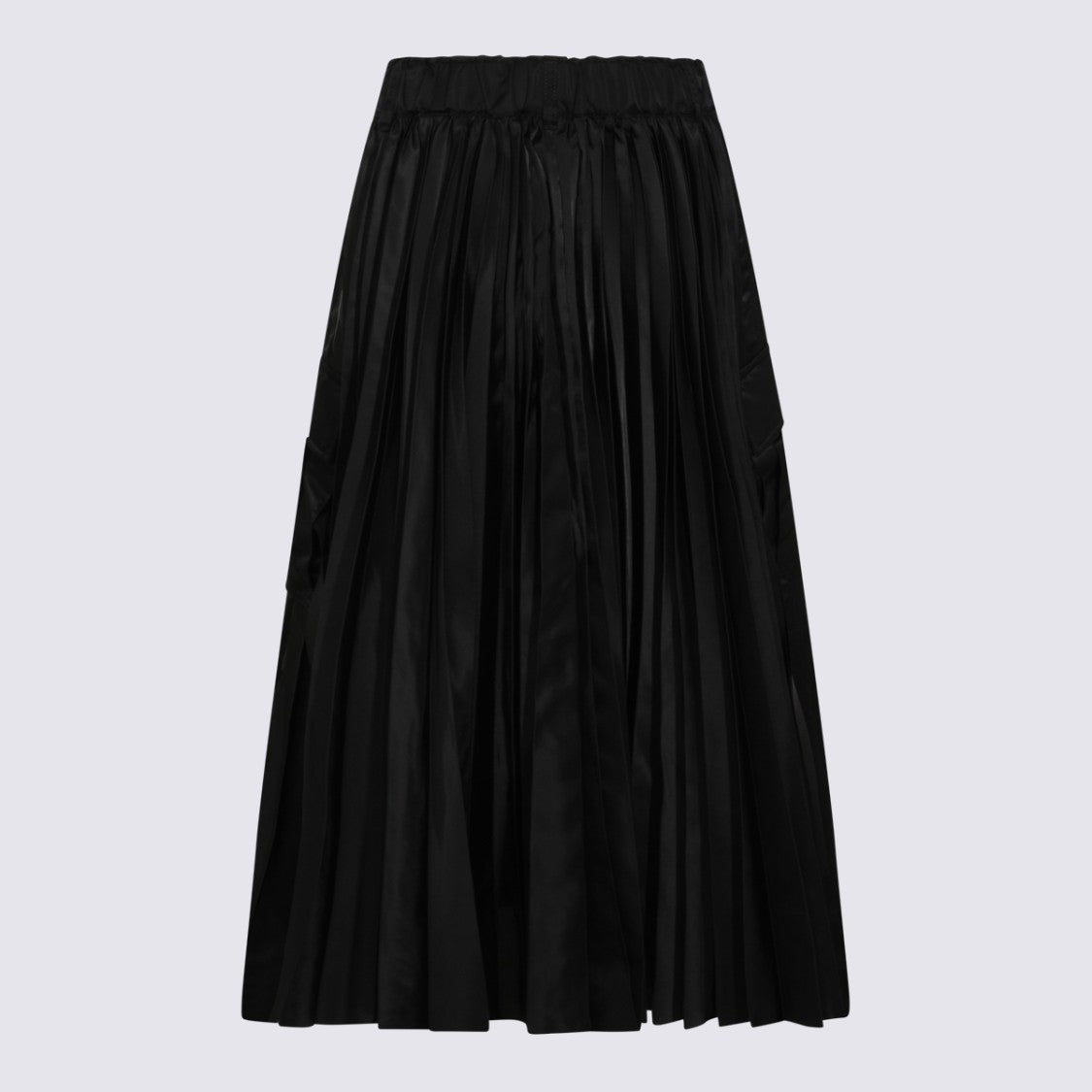 Sacai High-Waisted Full-Length Black Skirt With Pleated Back