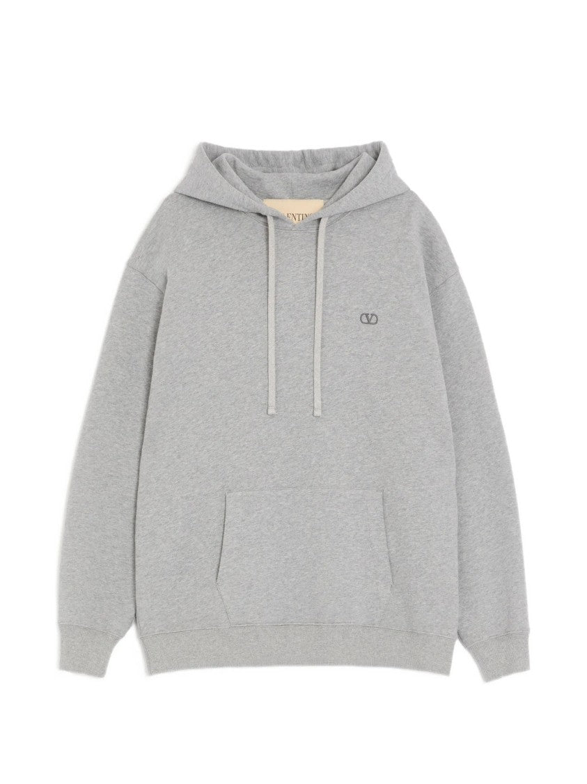Valentino Light Grey Jersey Felpa Cotton Hoodie