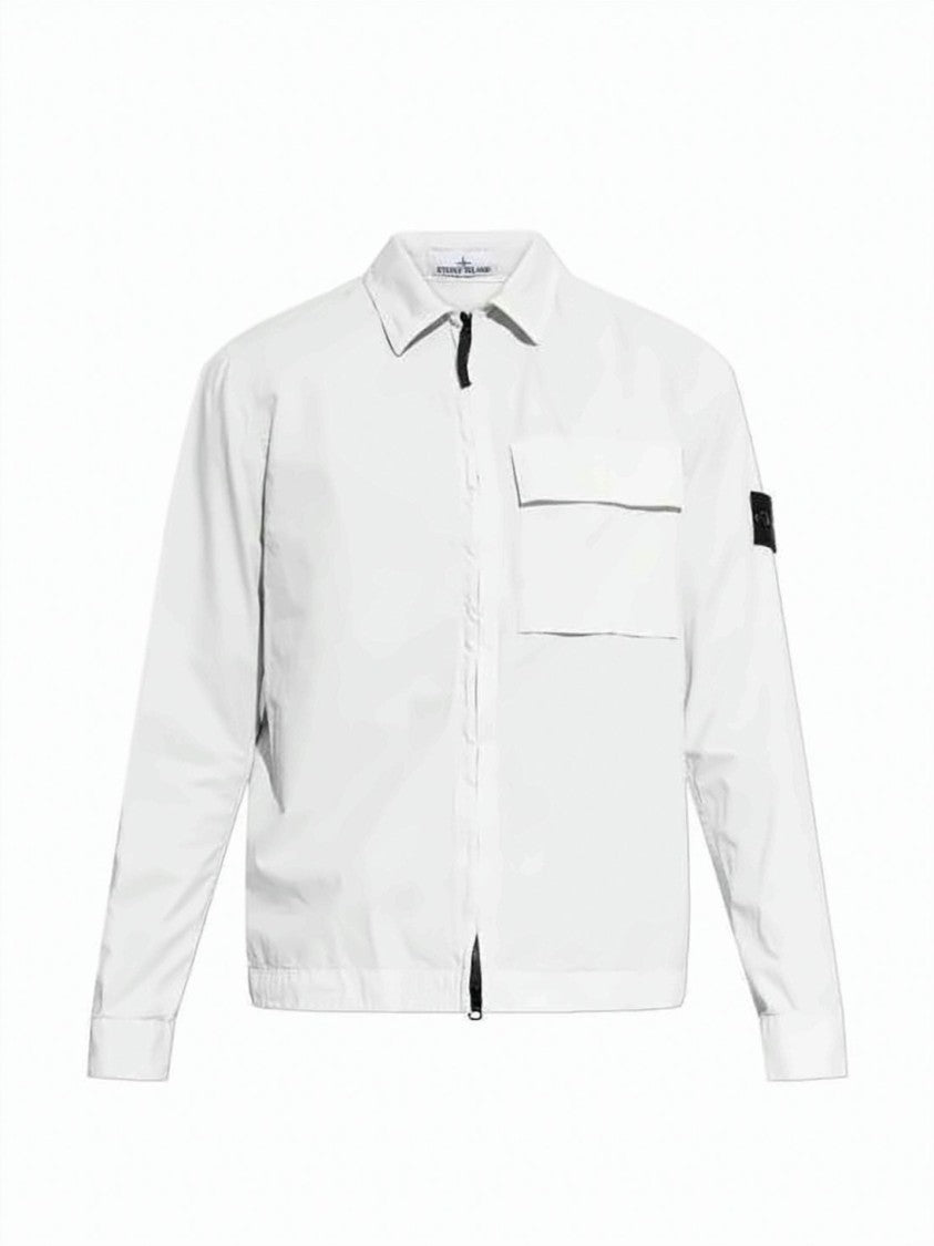 Stone Island Stone Island Minimalist White Jacket With Flap Pocket