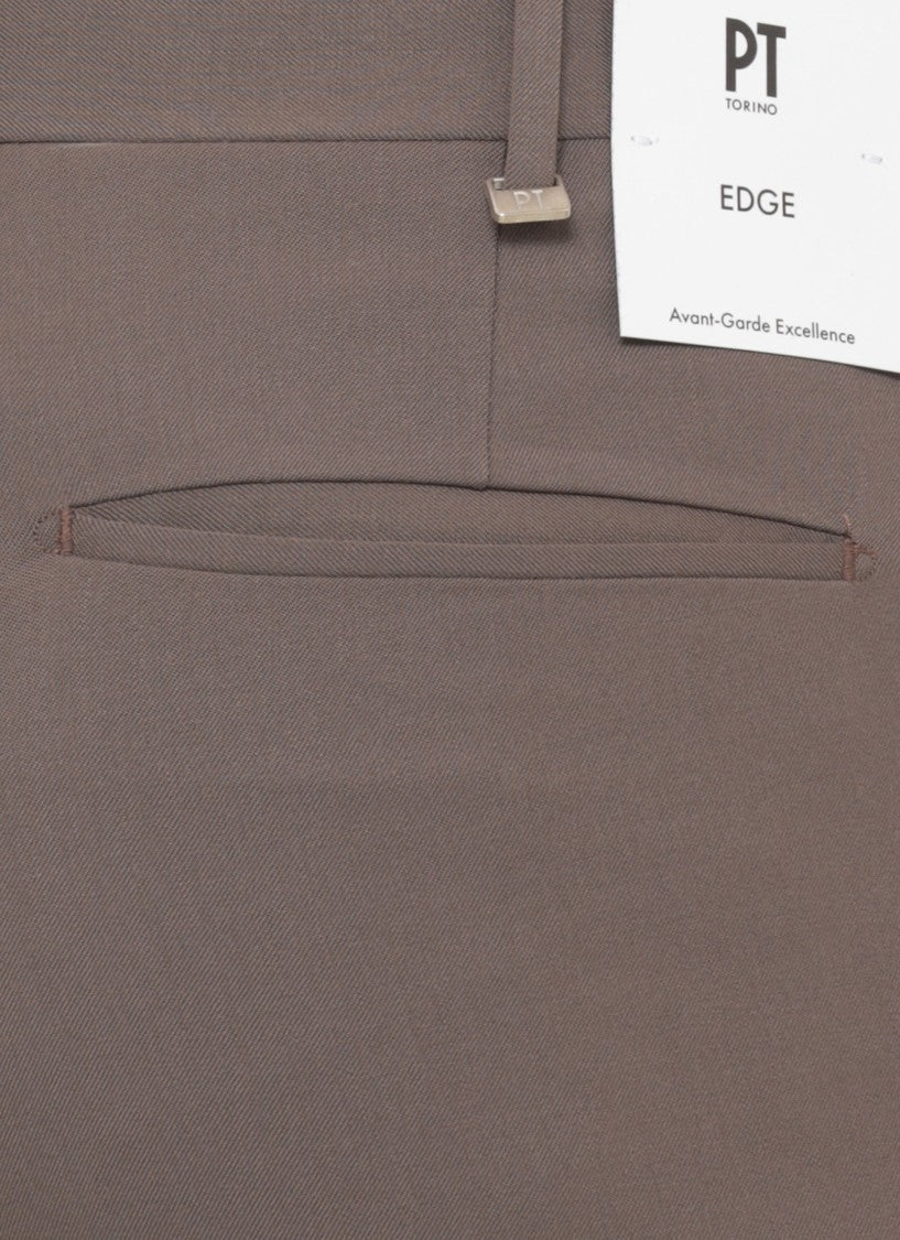Pt Torino Brown Tailored Virgin Wool Straight-Leg Pants