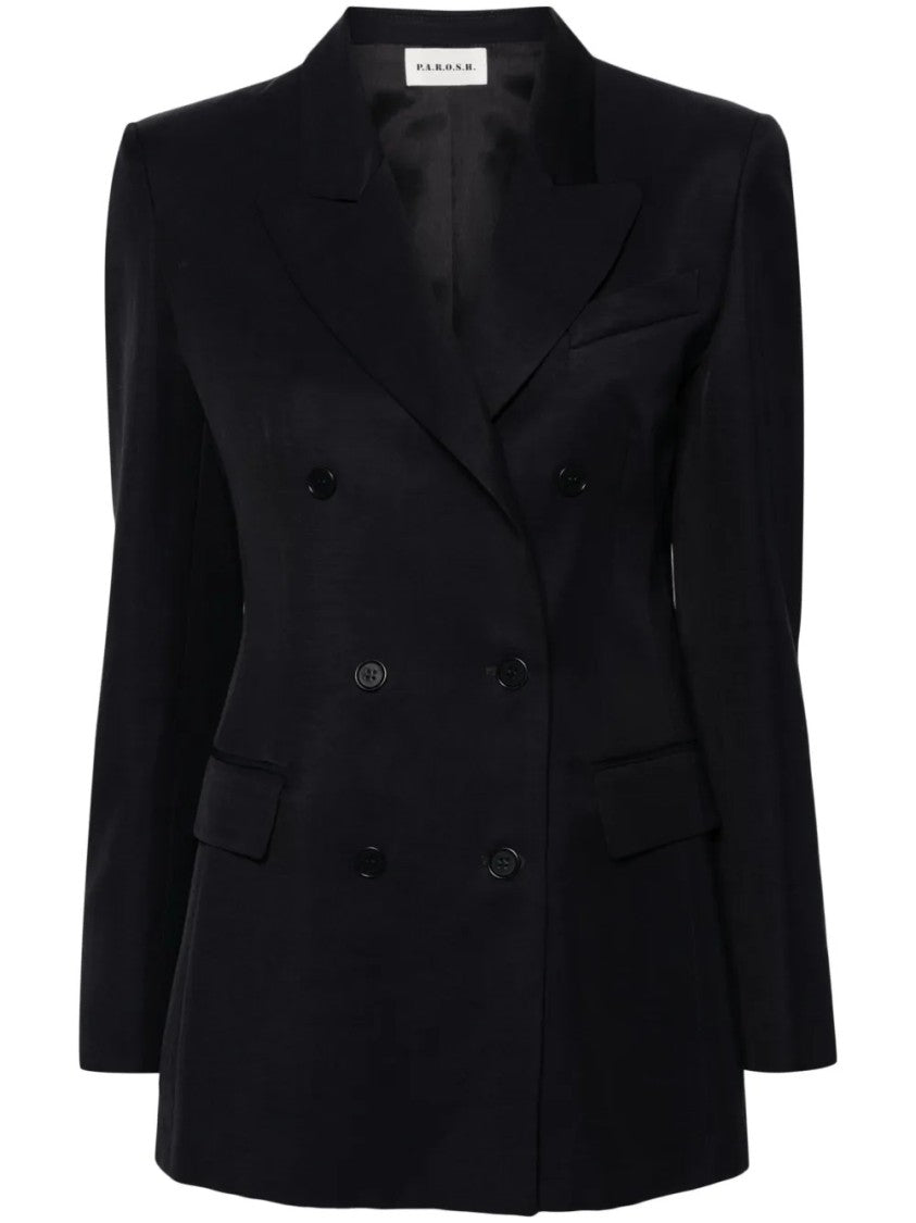 P.A.R.O.S.H. Double-Breasted Tailored Jacket With Notched Lapel