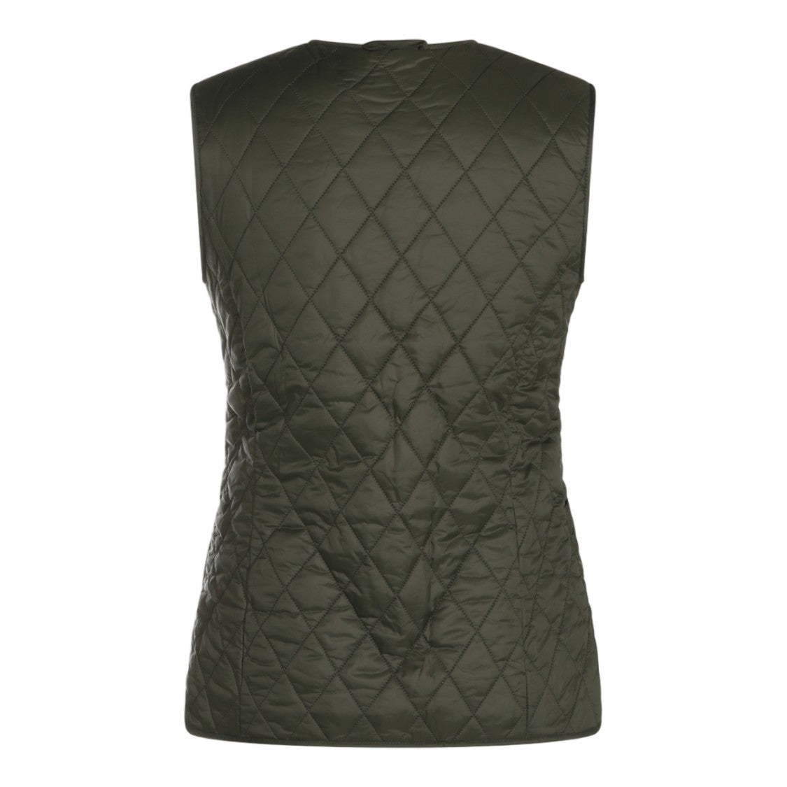 Barbour Olive Green Diamond Quilted Zip Vest