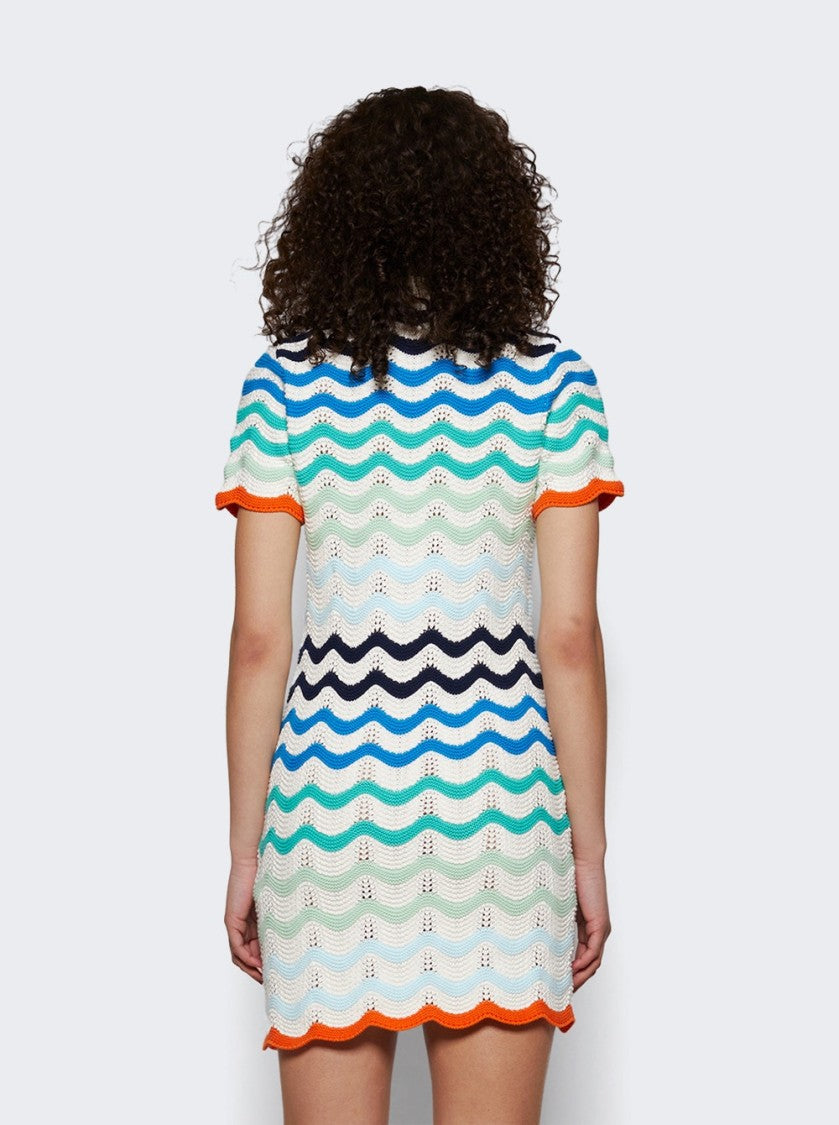 Casablanca Wavy Crochet Dress Multicolor