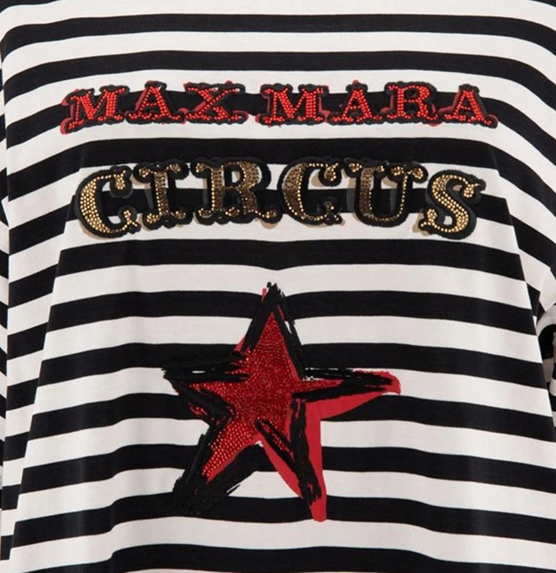 Max Mara Horizontal Striped Short-Sleeved T-Shirt With Embroidered Graphics