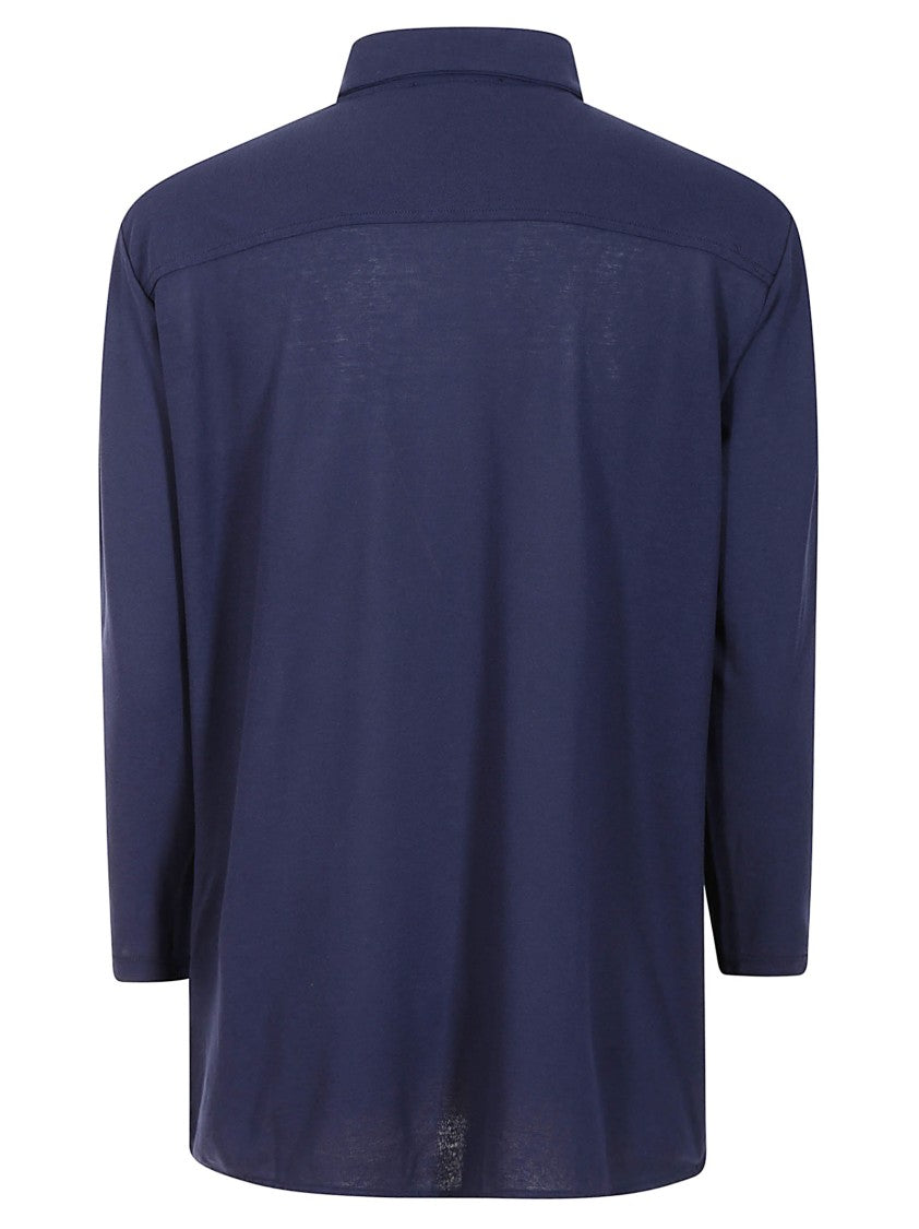 Zanone Indigo Blue Polo Shirt With Half-Length Button Placket