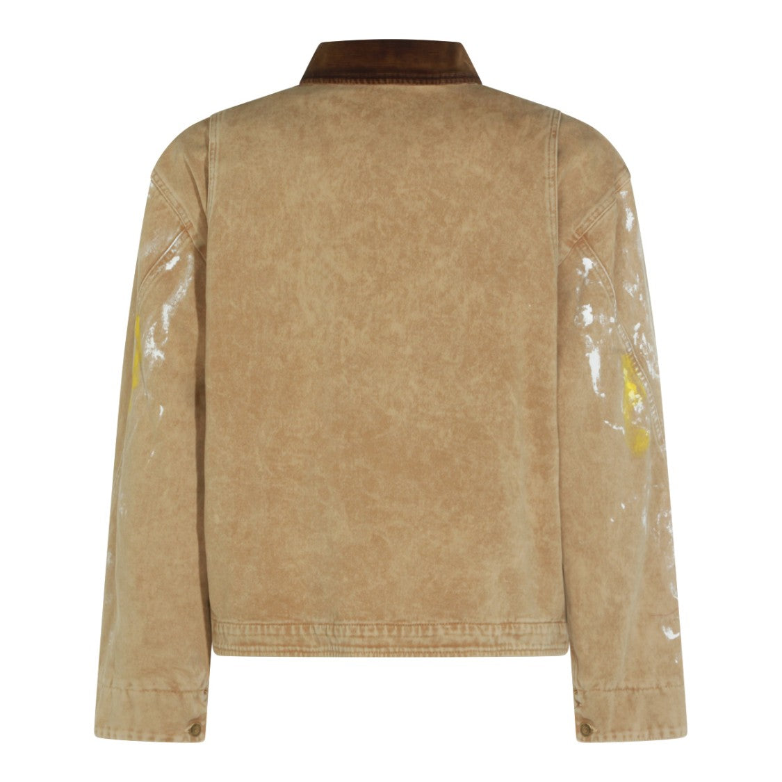 Moschino Sand Leather Casual Jacket With Artistic Paint Details