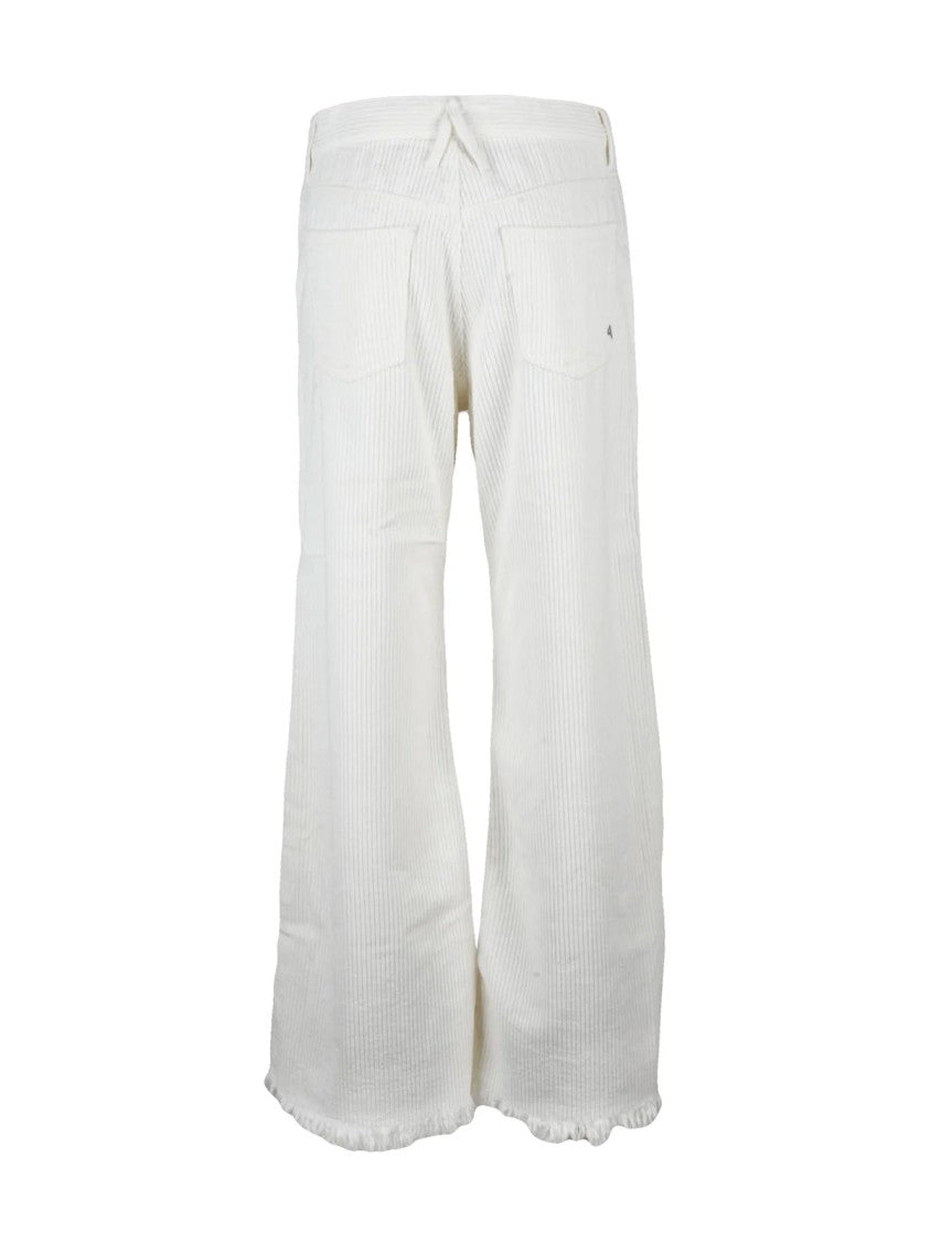 Cycle Wide Leg White Jeans With Vertical Stripe Texture