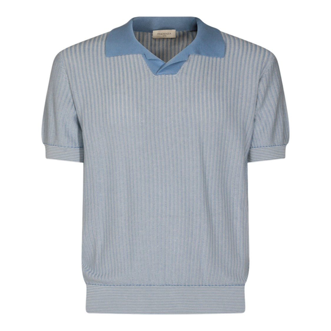 Piacenza Cashmere Fine Ribbed Polo Shirt In Light Blue