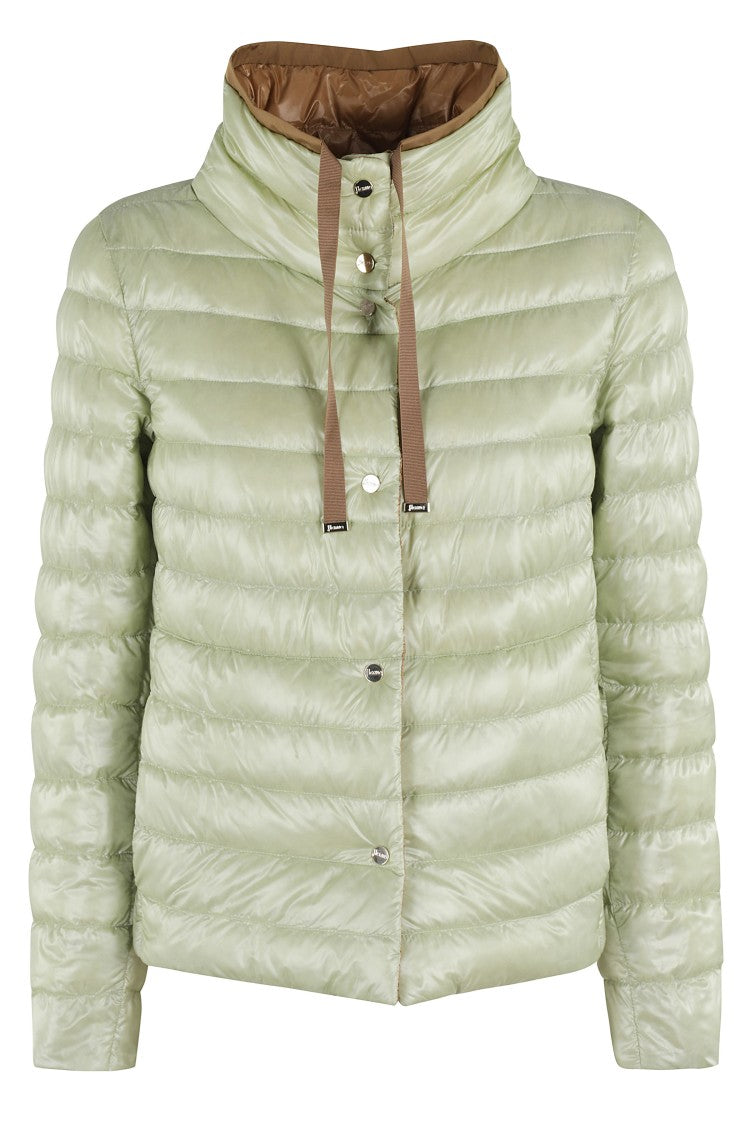 Herno Quilted Camel And Green Puffer Jacket