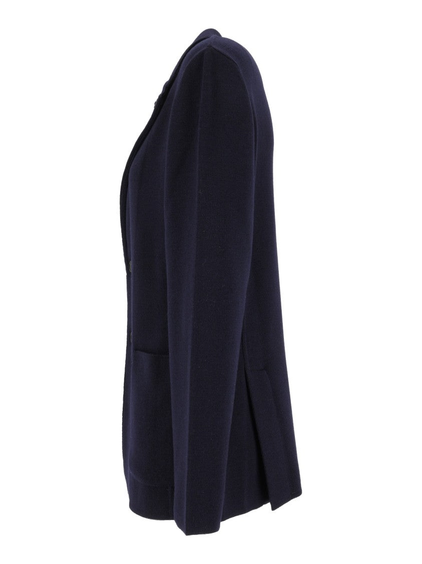 Lardini Navy Wool Tailored Knit Blazer